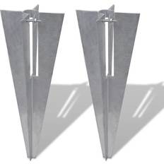 Silver Fence Kits vidaXL Pole Spike/ Straight Post Supporter 2pack