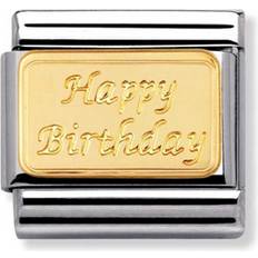 Nomination Gold Plated Charms & Pendants Nomination Engraved Composable Classic Link Happy Birthday Charm - Silver/GoldUpd