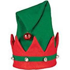 Green Santa Hats Fancy Dress Amscan Elf Hat with Bells