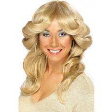 Cheap Long Wigs Fancy Dress Smiffys 70'S Flick Wig Blonde