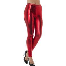 Smiffys 80's Metallic Disco Leggings Red