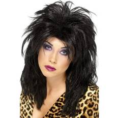 Unisex Long Wigs Fancy Dress Smiffys 80's Popstar Wig Black