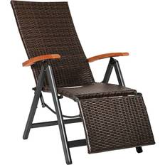 tectake Aluminium rattan garden chair with footrest Reclining Chair