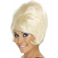 Decades Short Wigs Fancy Dress Smiffys 60's Beehive Wig Blonde