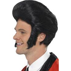 Royal Short Wigs Fancy Dress Smiffys 50's Quiff King Wig Black