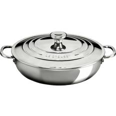 Silver Shallow Casseroles Le Creuset Signature Stainless Steel with lid 30 cm