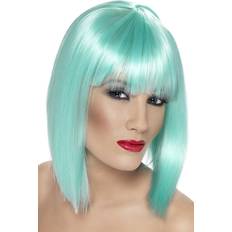 Turquoise Short Wigs Fancy Dress Smiffys Glam Wig Neon Aqua