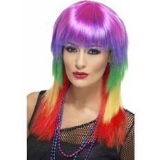 Smiffys Rainbow Rocker Wig Multi-Coloured