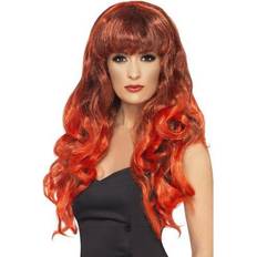 Cheap Long Wigs Fancy Dress Smiffys Siren Wig Red Black