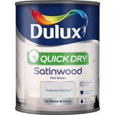 Dulux Quick Dry Satinwood Wood Paint, Metal Paint Polished Pebble 0.75L