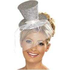 20's Headgear Smiffys Fever Mini Top Hat on Headband Silver