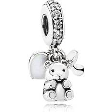 Grey Charms & Pendants Pandora Baby Teddy Bear Dangle Charm - Silver/Grey/transparent