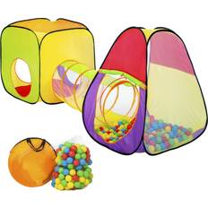 Ball Pit Set tectake Pyramid Children's Tent with Tunnel - 200 balls