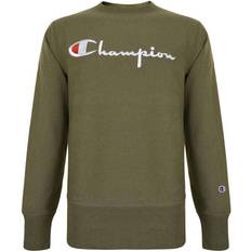 Champion Script Logo Reverse Weave Sweatshirt Khaki