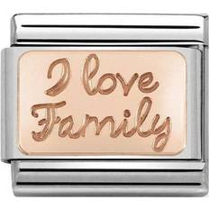 Rose Gold Charms & Pendants Nomination Composable Classic I Love Family Link Charm - Silver/Rose Gold