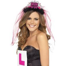 Cheap Crowns & Tiaras Fancy Dress Smiffys Bride to be Tiara with Veil Black