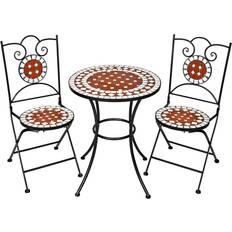 tectake Mosaic garden furniture set 2 chairs + table Ø 60 cm Bistro Set, 1 Table incl. 2 Chairs