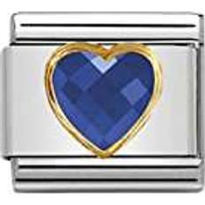 Nomination Classic Multifaceted Heart Link Charm - Silver/Gold/Blue