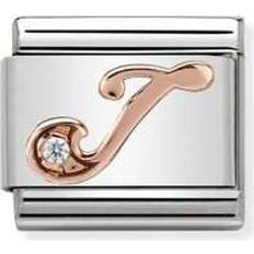Nomination Composable Classic Link Letter J Stainless Steel/Rose Gold Charm w. Cubic Zirconia (430310 10)