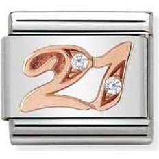 Rose Gold Charms & Pendants Nomination Composable Classic Link Number 21 Charm - Silver/Rose Gold/White