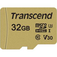 32 GB - microSDHC Memory Cards Transcend 500S microSDHC Class 10 UHS-I U3 V30 95/60MB/s 32GB +Adapter