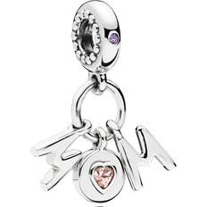 Pandora Mum Letters Dangle Charm - Silver/Pink/Purple