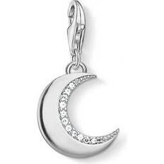 Thomas Sabo Charm Club Moon Charm Pendant - Silver/White