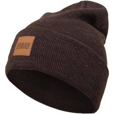 Urban Classics Women Beanies Urban Classics Leatherpatch Long Beanie - Heatherbrown