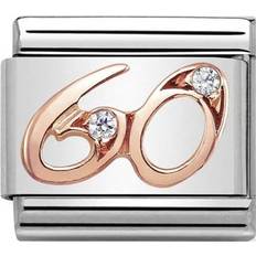 Nomination Composable Classic Number 60 Link Stainless Steel/Rose Gold Charm w. White Cubic Zirconia (430315 60)
