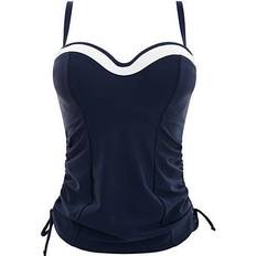 Open Back Swimwear Panache Anya Cruise Bandeau Tankini - Navy/White