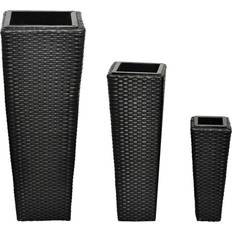 Polyethylene Pots & Planters vidaXL Rattan Flower Pot 3 Pack