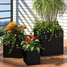 vidaXL Garden Square Pot 3 pack