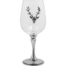 English Pewter Stag Head White Wine Glass, Red Wine Glass 35cl