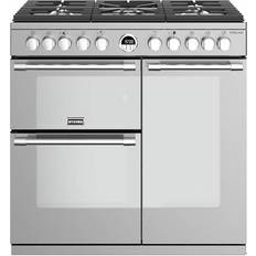 90cm Gas Cookers Stoves Sterling Deluxe S900DF Black, Stainless Steel