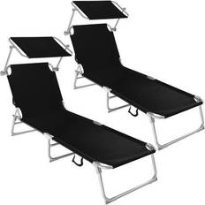 tectake 2 Sun loungers with sun shade