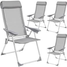 tectake 4 aluminium garden chairs with headrest Garden Dining Chair