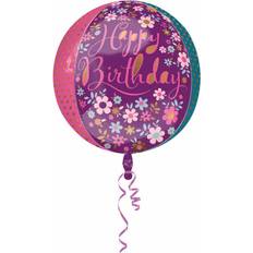 Amscan Foil Ballon Orbz Dainty Floral Happy Birthday
