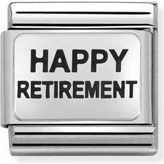 Black Jewellery Nomination Composable Classic Happy Retirement Link Charm - Silver/Black