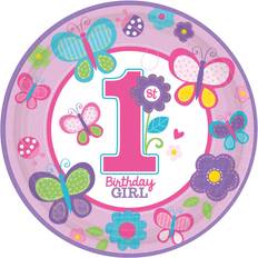 Polka Dots Disposable Plates Amscan Plates Sweet Birthday Girl 8-pack