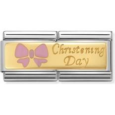 Gold Charms & Pendants Nomination Composable Classic Christening Day Charm - Silver/Gold/Pink