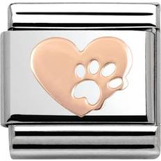 Women Charms & Pendants Nomination Composable Classic Link Heart With Paw Charm - Silver/Rose Gold