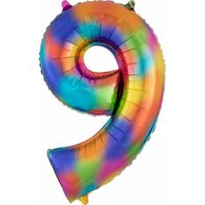 Amscan Foil Balloon SuperShape Number 9 Rainbow Splash