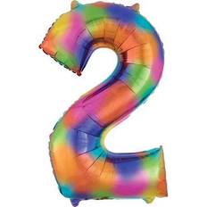 Birthdays Number Balloons Amscan Foil Balloon SuperShape Number 2 Rainbow Splash