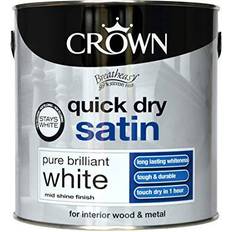 Crown Quick Dry Satin Metal Paint, Wood Paint Brilliant White 2.5L