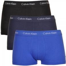 Blue - Men Underwear Calvin Klein Cotton Stretch Low Rise Trunks 3-pack - Royal/Navy/Black