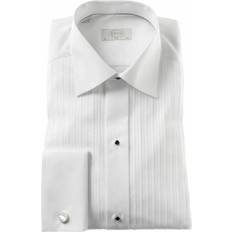 Etón Slim Fit Plissé Black Tie Shirt - White