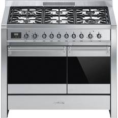 100cm - Black Gas Cookers Smeg A2-81 Black, Stainless Steel