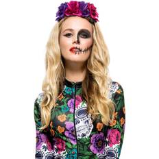 Around the World Accessories Smiffys Day of the Dead Rose Headband Multi-Coloured