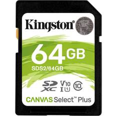 64 GB - SDXC Memory Cards & USB Flash Drives Kingston Canvas Select Plus SDXC Class 10 UHS-I U1 V10 100MB/s 64GB