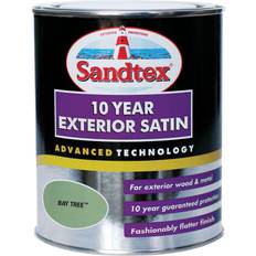 Sandtex 10 Year Exterior Satin Wood Paint, Metal Paint Green 0.75L